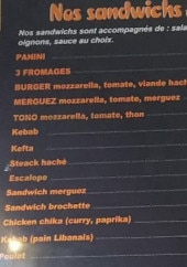 Menu L'Atlas - Les sandwichs