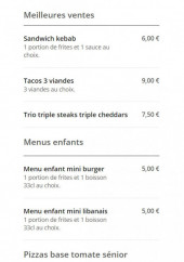 Menu Le Trio - Les meilleures ventes, menus enfants et pizzas