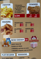 Menu Grignote La Night - Les tenders, boissons, ...