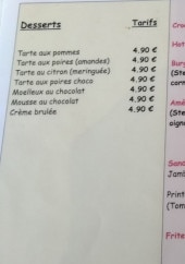 Menu Sur le Pouce - Les desserts et menu enfant