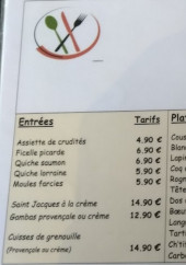 Menu Sur le Pouce - Les entrées, plats et viandes