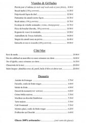 Menu Brasserie des frères Caudron - Viandes, grillades, côté mer,...