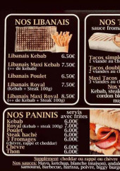 Menu Le P'tit Snack - les libanais, tacos et paninis