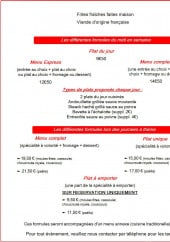 Menu Chez Bertrand - Les formules
