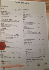 Menu L'Anzac Pub - Les vins