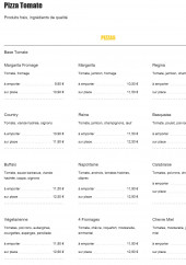 Menu Imag'in Pizza - les pizzas base tomate