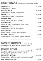 Menu Le grand chêne - les pizzas, burgers, planches et grillades