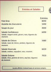 Menu Aux Confidences - Les entrées et salades