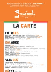 Menu La Trattomia - Les entrées, salades, viandes...