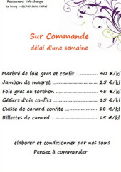 Menu L'archange - Sur commande