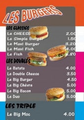 Menu Rif Street - Les burgers