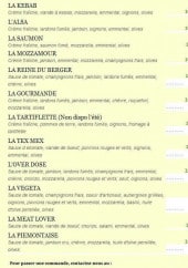 Menu Pizza Pierrot - Les pizzas suite 