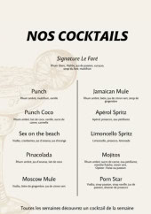 Menu Le Faré - Les cocktails