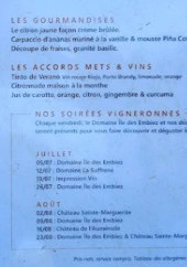 Menu Le Garlaban - Les gourmandises, accords mets et vins,...