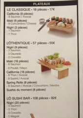 Menu Ô Sushi Bar - Plateaux