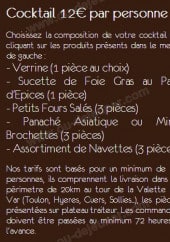 Menu La Maison du Gourmet - Le cocktail verrine