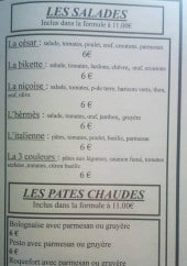 Menu La Saladerie - Les salades et les pâtes chaudes 