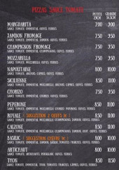 Menu Jb pizza - les pizzas base tomate