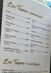 Menu La petite place - Les tapas