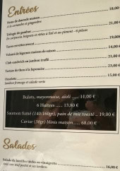 Menu La petite place - Les entrées et salades