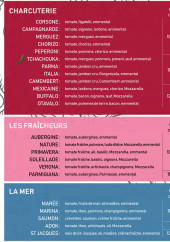 Menu Bella Pizza - Les pizzas charcuterie, fraicheurs et la mer