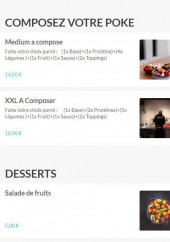 Menu CrazyBowl - Pokés  personnalisé et desserts