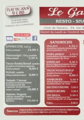 Menu Le Gavarry - La carte