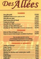 Menu Brasserie des Allées - Les viandes, poissons et desserts,...
