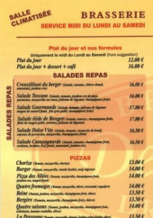 Menu Brasserie des Allées - Les salades, pizzas et pates