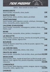 Menu Burton's - Les pizzas