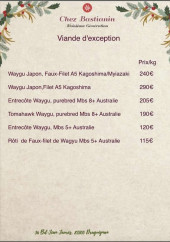 Menu Chez Bastianin - Les viandes