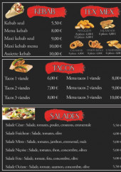 Menu Food corner’s - Les kebabs, tacos et salades,...
