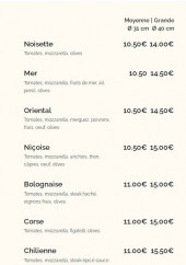 Menu Pizza Uno - Les classiques suite