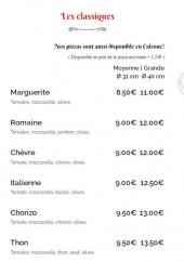 Menu Pizza Uno - Les classiques
