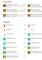 Menu P’okey - Les poké bowls et  boissons