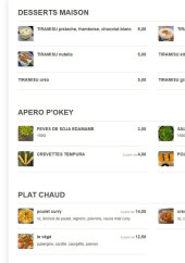 Menu P’okey - Les desserts maison, apéros p'okey et  plats chauds