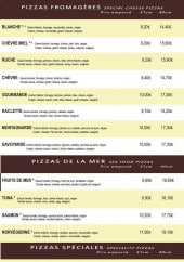 Menu Pizza Italia - les pizzas fromagères, pizzas de la mer et spéciales