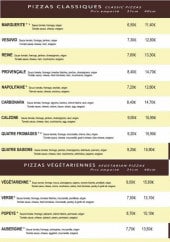 Menu Pizza Italia - les pizzas classiques, végétariennes et jambon cru