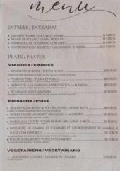 Menu Bossa Nova - Les entrées et plats