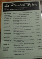 Menu La Pissalad'Hyères - Les pizzas