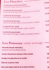 Menu Le Bon Coing - Les planches et poissons