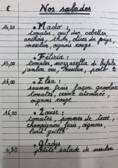 Menu Le chant de L’heure - Les salades