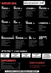 Menu Up To You - Les burgers et suppléments