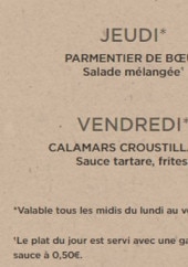 Menu Hippopotamus - Les plats du jour suite