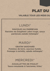 Menu Hippopotamus - Les plats du jour