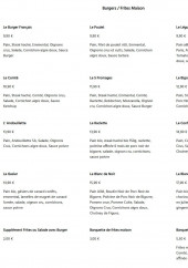 Menu Le bistrô et burger français - Les burgers et  frites maison