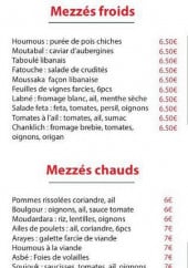 Menu Le Cedrus - Les mezzés et beignets