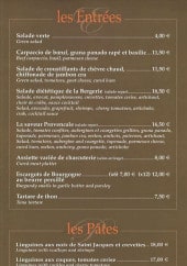 Menu La Bergerie - Les entrées et pâtes