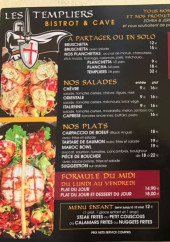 Menu Les Templiers - La carte