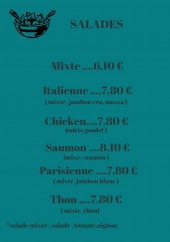 Menu Snack Du Rocher - Les salades